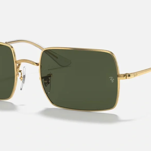 Ray-Ban Rectangle sunglasses (RB1969). Polished gold frame/G-15 green lenses - Picture 7 of 11